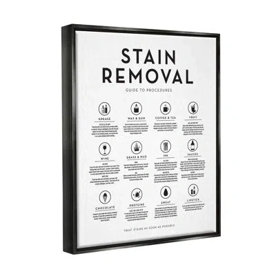 Stupell Industries Laundry Stain Removal Guide Helpful Symbols Chart By Lettered And Lined - Floater Frame Print On Can In Jet Black Floater Frame
