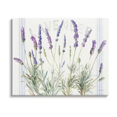 Stupell Industries Lavender Floral Bistro Stripes Canvas Art In Purple