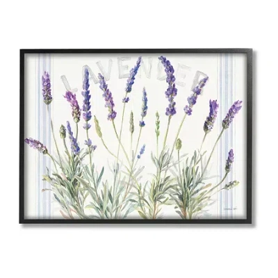 Stupell Industries Lavender Floral Bistro Stripes Framed Print In Purple