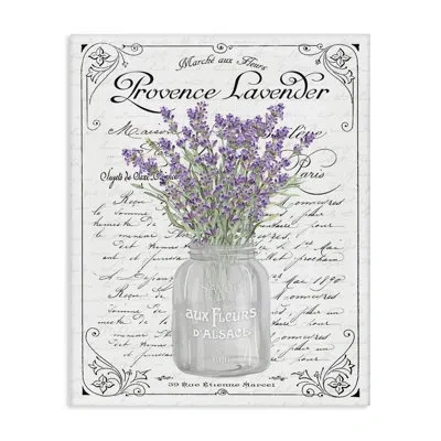Stupell Industries Lavender Sprigs Bouquet Ornate French Script Motif By Lettered And Lined - Floater Frame Print On Ca In White