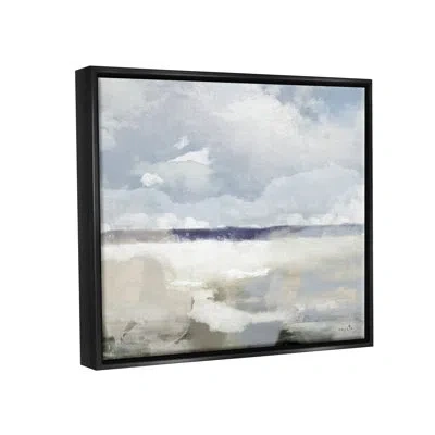 Stupell Industries Layered Abstract Beach Scenery Distant Land Clouds By Sophie 6 - Floater Frame Painting On Canvas In Jet Black Floater Frame