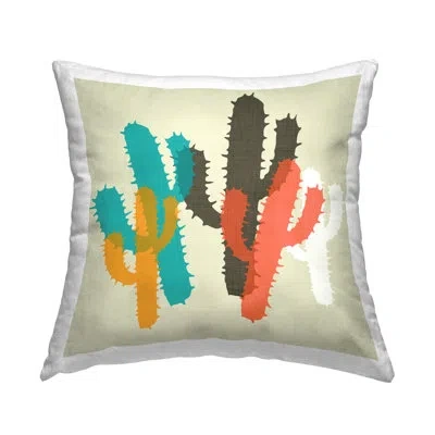 Stupell Industries Layered Bold Cacti Decorative Printed Throw Pillow Design By Sd Graphics Studio In Beige