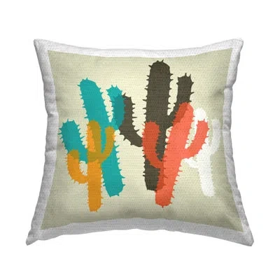 Stupell Industries Layered Bold Cacti Printed Outdoor Throw Pillow Design By Sd Graphics Studio In Beige