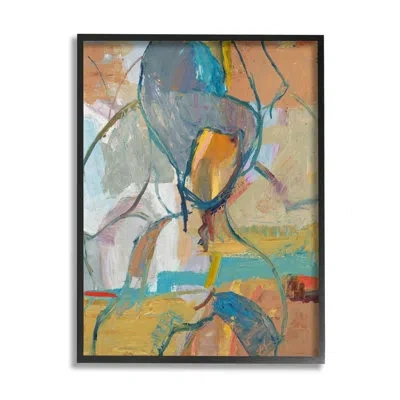 Stupell Industries Layered Conceptual Abstract Shapes Giclee Art By Third And Wall In Midnight Black Framed Giclee