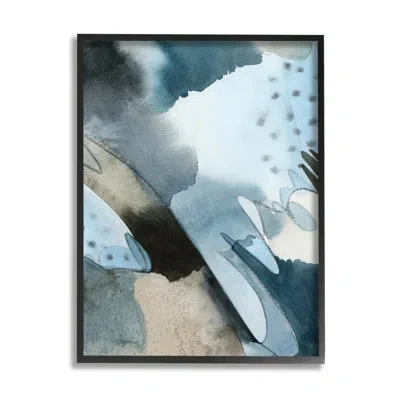 Stupell Industries Layered Scribble Shapes Abstract Blue Accent Forms By Grace Popp - Floater Frame Painting On Canvas In Midnight Black Framed Giclee