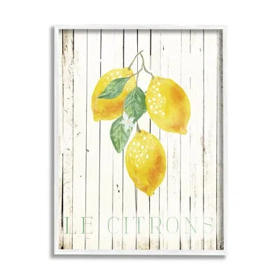 Stupell Industries Le Citrons Lemon Fruits Rustic By Milli Villa - Floater Frame Graphic Art On Wood In Coastal White Framed Giclee