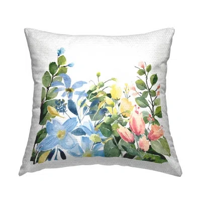 Stupell Industries Leafy Spring Blooms Outdoor Printed Pillow By Kim Allen In White
