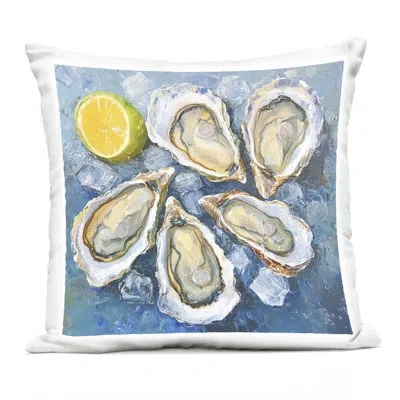 Stupell Industries Lemon & Oysters Seafood Design By Lsr Design Studio Outdoor Printed Pillow In Blue