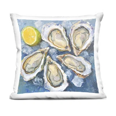 Stupell Industries Lemon & Oysters Seafood Design By Lsr Design Studio Throw Pillow In Blue