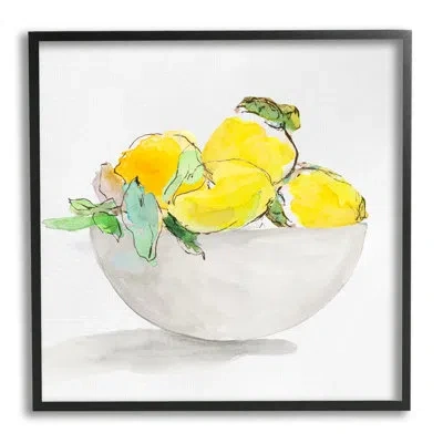 Stupell Industries Lemon Bowl Painting Framed On Wood By Lanie Loreth Graphic Art In Midnight Black Framed Giclee