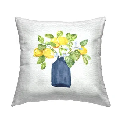Stupell Industries Lemon Branches In Blue Outdoor Printed Pillow By Nan