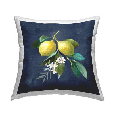 Stupell Industries Lemon Branches On Blue Outdoor Printed Pillow By Danhui Nai