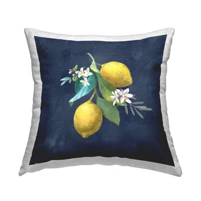 Stupell Industries Lemon Cluster On Blue Outdoor Printed Pillow By Danhui Nai