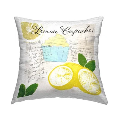 Stupell Industries Lemon Cupcake Recipe Outdoor Printed Pillow By Daniela Santiago In Yellow