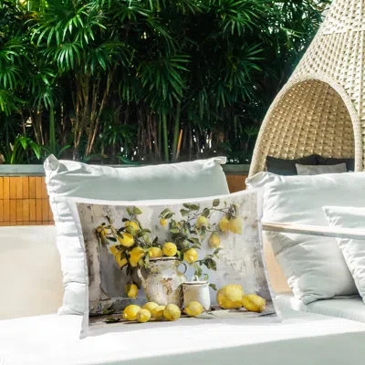 Stupell Industries Lemons & Canisters Still Life Outdoor Printed Pillow By Arlington Prints In Yellow