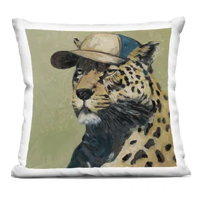 Stupell Industries Leopard In Baseball Cap Decorative Printed Throw Pillow Design By Wani Pasion In Green