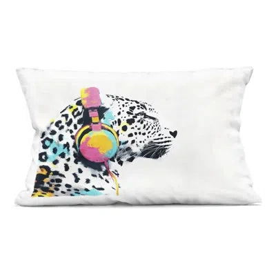 Stupell Industries Leopard On Air Headphones Decorative Printed Throw Pillow, Design By Svetlana Aleynikova, 14 X 7 X 2 In Black