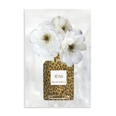 Stupell Industries Leopard Print Perfume Bottle Glam White Spring Florals By Carol Robinson