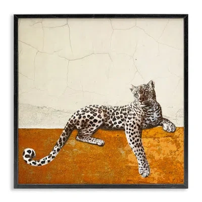 Stupell Industries Leopard Wildlife Geometric Animal By Karen Smith - Floater Frame Graphic Art On Wood In Midnight Black Framed Giclee