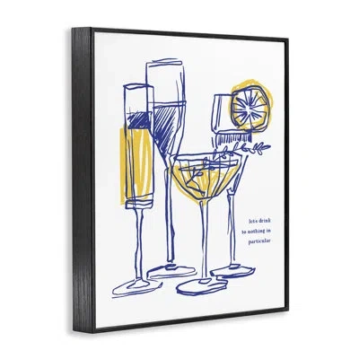 Stupell Industries Let's Drink Abstract Cocktail Glasses Framed Giclee Art, Design By Lettered And Lined In Midnight Black Framed Giclee