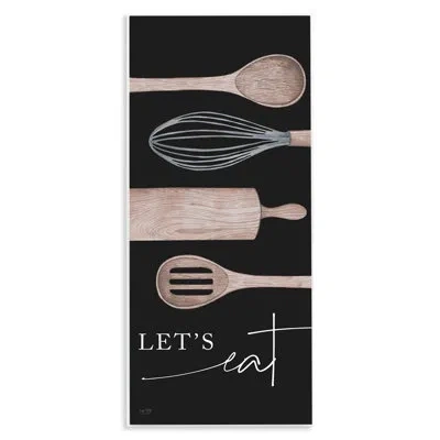Stupell Industries Let's Eat Varied Kitchen Cooking Utensil Phrase - Graphic Art On Mdf In Black;white;pink