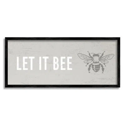 Stupell Industries Let It Bee Flying Insect Bumble Wasp Motif By Daphne Polselli - Floater Frame Painting On Wood In Midnight Black Framed Giclee