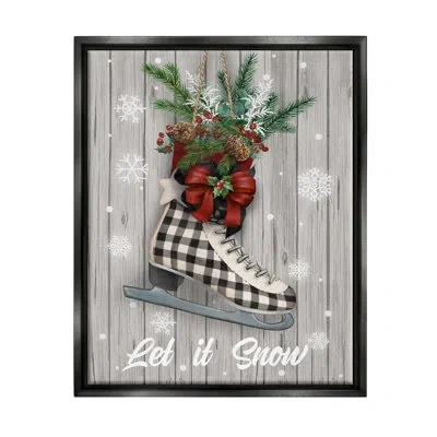 Stupell Industries Let It Snow Ice Skate By Conrad Knutsen Floater Frame Print On Canvas In Jet Black Floater Frame