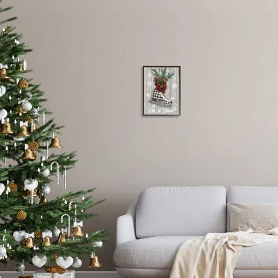 Stupell Industries Let It Snow Ice Skate By Conrad Knutsen Single Picture Frame Print On Canvas In Midnight Black Framed Giclee