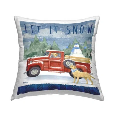Stupell Industries Let It Snow Seasonal Dogs Red Truck Printed Throw Pillow Design By Paul Brent