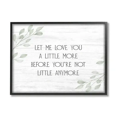 Stupell Industries Let Me Love You Sweet Nursery Botanical Phrase By Daphne Polselli - Floater Frame Textual Art On Woo In Midnight Black Framed Giclee