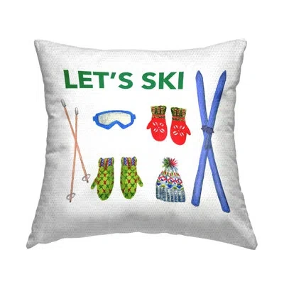 Stupell Industries Let's Ski On White Printed Outdoor Throw Pillow Design By Melissa Hyatt
