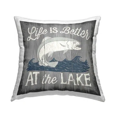 Stupell Industries Life Better At Lake Phrase Printed Throw Pillow Design By Laura Marshall