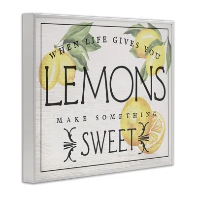 Stupell Industries Life Gives Lemons Bold Citrus Fruit Border Sign By Daphne Polselli - Floater Frame Textual Art Print In Coastal White Framed Giclee