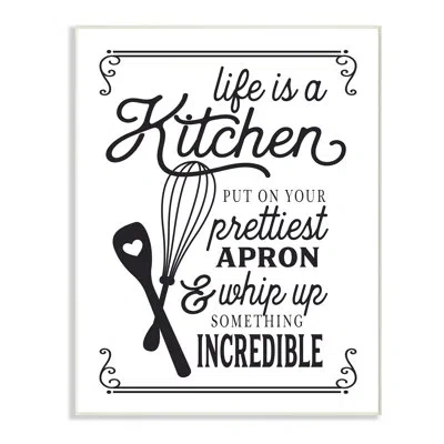 Stupell Industries 'life Is Like A Kitchen' By Lettered And Lined - Textual Art Print On Canvas In Plaque