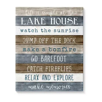 Stupell Industries Life Is Simple Lake House List Canvas Art In Brown