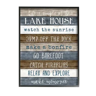 Stupell Industries Life Is Simple Lake House List Framed Print In Brown