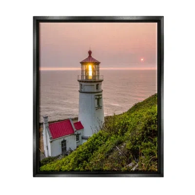 Stupell Industries Lighthouse At Sunset Canvas Wall Art Design By Jeff Poe In Jet Black Floater Frame