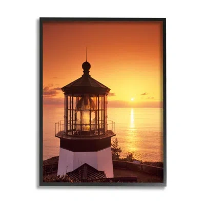 Stupell Industries Lighthouse Beacon At Sunset By Dennis Frates In Midnight Black Framed Giclee