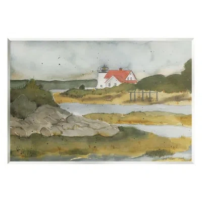 Stupell Industries Lighthouse Beacon Coastal Shore Framed Floater Canvas Wall Art By Gloria Palmer In Mdf