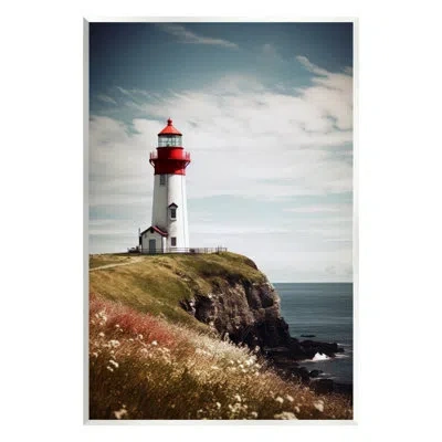 Stupell Industries Lighthouse On High Cliff By Ray Powers In Blue