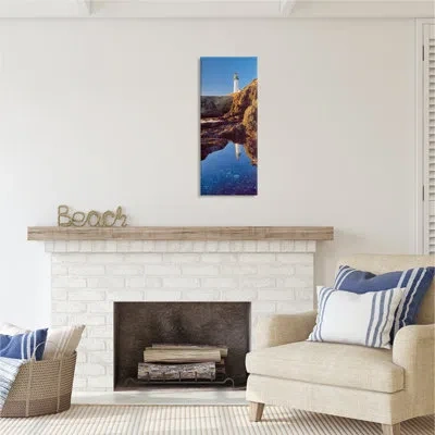 Stupell Industries Lighthouse Water Reflection Canvas Wall Art Design By Dennis Frates In Blue