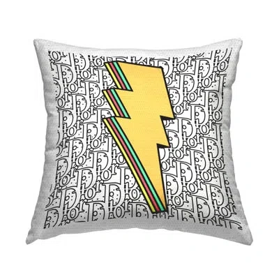 Stupell Industries Lightning Bolt Retro Symbol Fashion Glam Pattern Outdoor Printed Pillow By Ziwei Li In Beige