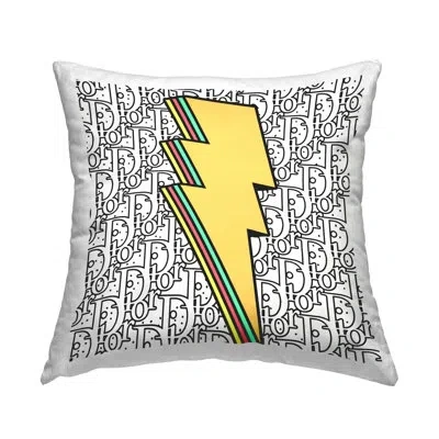 Stupell Industries Lightning Bolt Retro Symbol Fashion Glam Pattern Printed Throw Pillow By Ziwei Li In Beige