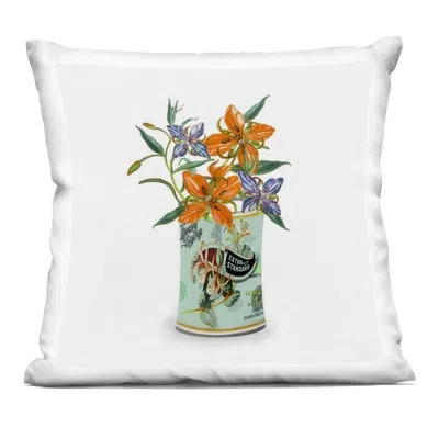 Stupell Industries Lilies In Retro Tin Decorative Printed Throw Pillow, Design By Val Rhodes In Orange