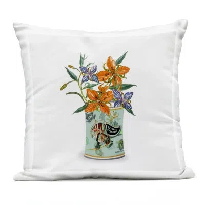 Stupell Industries Lilies In Retro Tin Outdoor Printed Pillow, Design By Val Rhodes In Orange