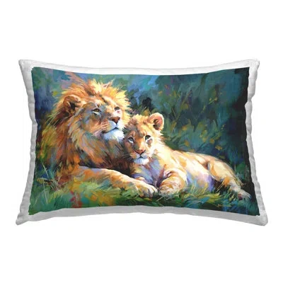 Stupell Industries Lion's Embrace Portrait Decorative Printed Throw Pillow Design By Leon Devenice In Tan