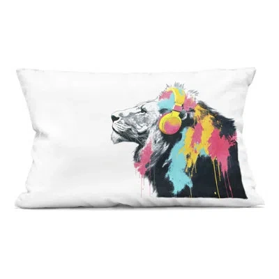 Stupell Industries Lion On Air Headphones Decorative Printed Throw Pillow, Design By Svetlana Aleynikova, 14 X 7 X 20 In Black