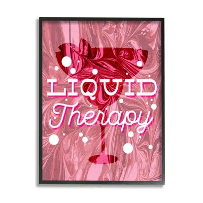 Stupell Industries Liquid Therapy Bold Pink Cocktail On Wood By Lil' Rue Graphic Art In Midnight Black Framed Giclee