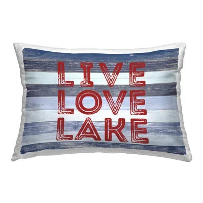 Stupell Industries Live Love Lake Striped Decorative Printed Throw Pillow Design By Sd Graphics Studio In Blue