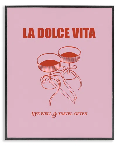 Stupell Industries Live Well & Travel Often Framed Giclee Art In Pink